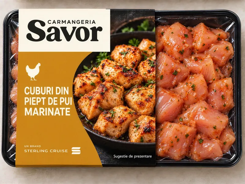 Piept de pui cuburi marinat în ambalaj Savor