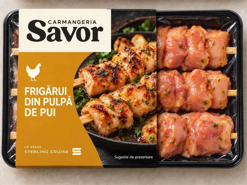 Frigărui din pulpă de pui în tăvița retail Savor